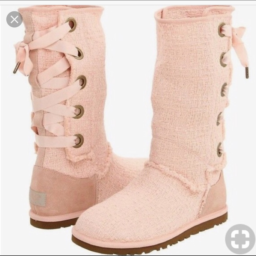 Baby pink lace up ugg boots Never worn